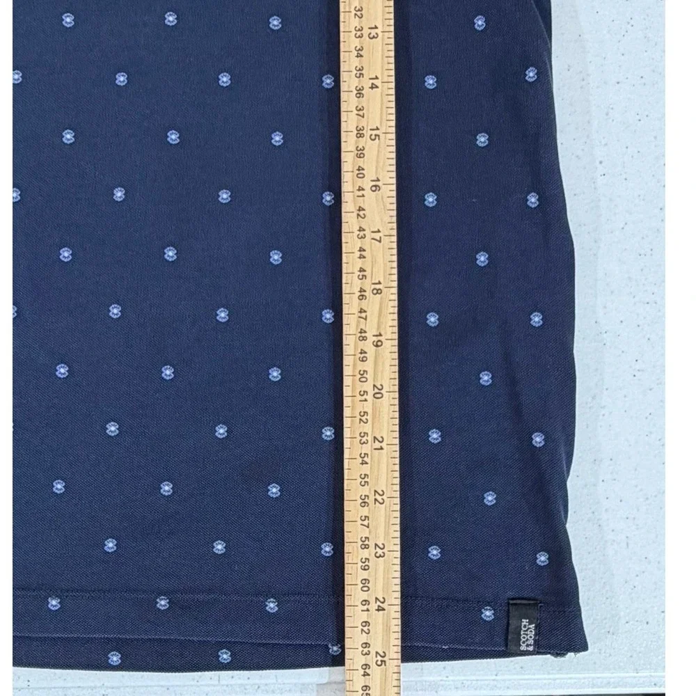 Scotch & Soda Polo Shirt Small Navy Organic Cotton Micro Print Preppy Minimalist